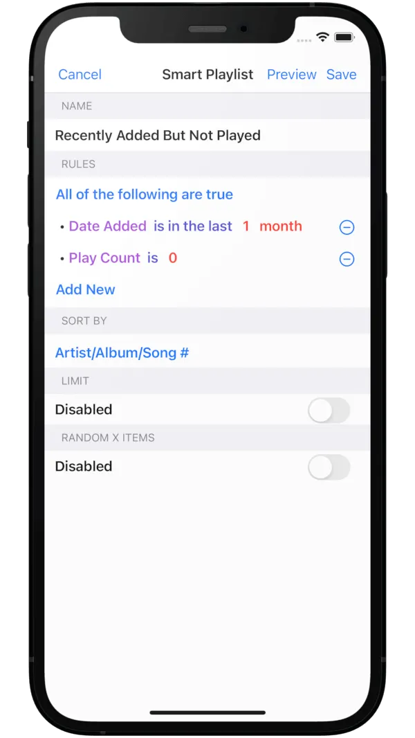 BTR AMP smart playlists