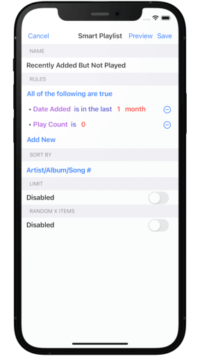 BTR AMP - Screenshot - Smart Playlists