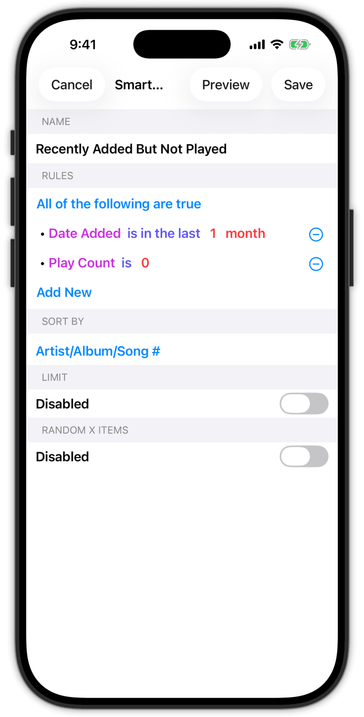 BTR AMP - Screenshot - Smart Playlists